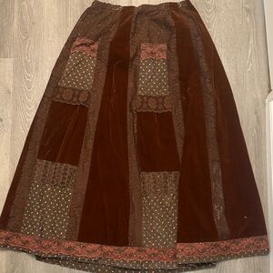 Vintage Carefree Fashions Brown Patchwork Skirt